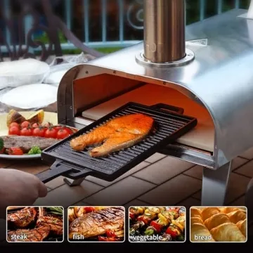 BIG HORN OUTDOORS Portable Pellet Pizza Oven Silver
