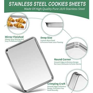 Non-Toxic Stainless Steel Baking Sheets Set of 2