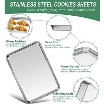 Non-Toxic Stainless Steel Baking Sheets Set of 2