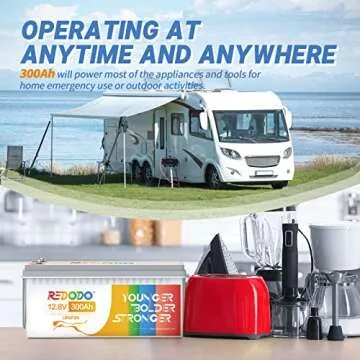 Redodo 12V 300Ah LiFePO4 Lithium Battery, Built-in 200A BMS, Max. 2560W Power Output, 4000-15000 Deep Cycles & 10-Year Lifetime, UL&FCC Certificated, Perfect for Off-grid Solar Home System, RV, etc
