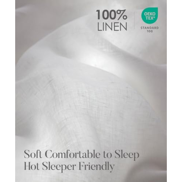 DAPU 100% Linen Duvet Cover Set King Size Soft Breathable