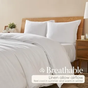 DAPU 100% Linen Duvet Cover Set King Size Soft Breathable