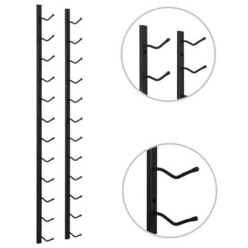 vidaXL 12-Bottle Wall Mounted Wine Rack - Durable Powder-Coated Iron, Stylish Storage Solution, Modern Black Finish, Includes Mounting Materials - Great for Home, Bar, or Wine Cellar