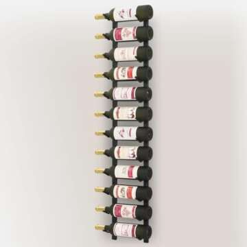 vidaXL 12-Bottle Wall Mounted Wine Rack - Durable Powder-Coated Iron, Stylish Storage Solution, Modern Black Finish, Includes Mounting Materials - Great for Home, Bar, or Wine Cellar