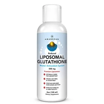 AMANDEAN Liposomal Glutathione Supplement. Liquid Reduced Setria 500mg. Immune Support, Brain Health...