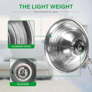 Simple Deluxe Clamp Lamp Light 150 Watt with 8.5 Inch Aluminum Reflector (no Bulb Included), 6 Feet Cord, 1 Pack, Black