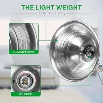 Simple Deluxe Clamp Lamp Light 150 Watt with 8.5 Inch Aluminum Reflector (no Bulb Included), 6 Feet Cord, 1 Pack, Black