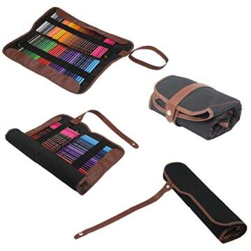 GLTECK Everyday Essentials Premium Colored Pencils - Set of 72 Individual Colors with Roll up Pouch Canvas Pen Bag (72-Color)