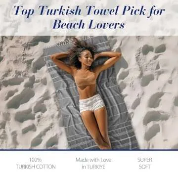 Cacala Lightweight and Thin Turkish Beach Towel 100% Cotton Sand-Free and Quick-Drying Goodness Perfect as an Extra Large Travel Towel, Beach Accessory, or Gift for Beach Lovers, 37 x 70
