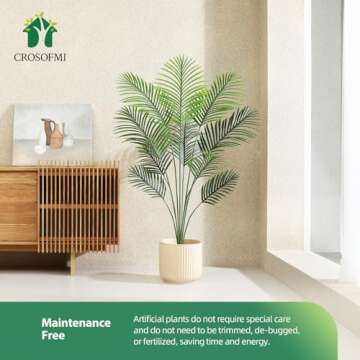 CROSOFMI Artificial Areca Palm Tree 4.5Ft Fake Tropical Palm Plant,Perfect Faux Dypsis Lutescens Plants in Pot for Indoor Outdoor Home Office Garden Modern Decoration Housewarming Gift