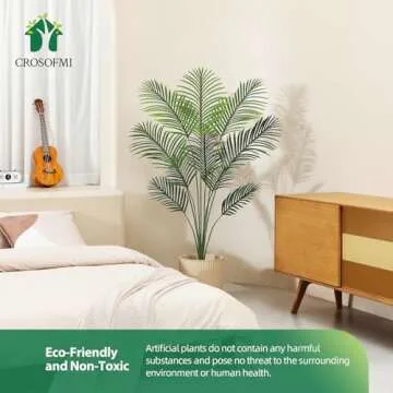 CROSOFMI Artificial Areca Palm Tree 4.5Ft Fake Tropical Palm Plant,Perfect Faux Dypsis Lutescens Plants in Pot for Indoor Outdoor Home Office Garden Modern Decoration Housewarming Gift