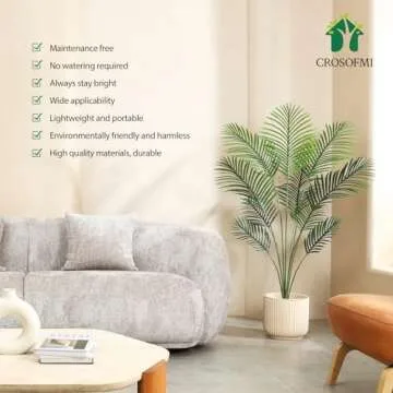 CROSOFMI Artificial Areca Palm Tree 4.5Ft Fake Tropical Palm Plant,Perfect Faux Dypsis Lutescens Plants in Pot for Indoor Outdoor Home Office Garden Modern Decoration Housewarming Gift