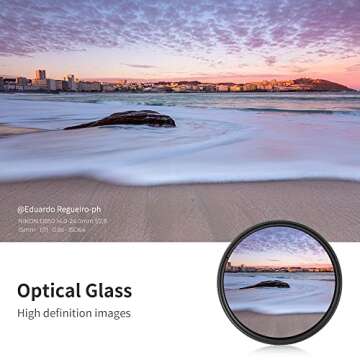 K&F Concept 52mm Variable ND2-ND400 ND Lens Filter (1-9 Stops) for Camera Lens, Adjustable Neutral Density Filter with Microfiber Cleaning Cloth (B-Series)