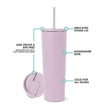 Simple Modern Insulated Tumbler with Lid and Straw | Iced Coffee Cup Reusable Stainless Steel Water ...