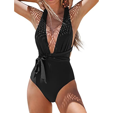 CUPSHE Women's Sexy Deep V Neck One Piece Swimsuit