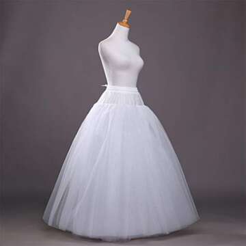 Petticoats for Women Hoopless Petticoat Crinoline Underskirt Skirt 4 Layers Floor Length Ball Gown S...