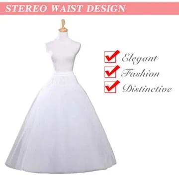 Petticoats for Women Hoopless Petticoat Crinoline Underskirt Skirt 4 Layers Floor Length Ball Gown Slips for Wedding Dress