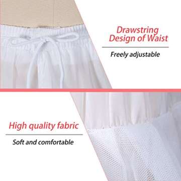 Petticoats for Women Hoopless Petticoat Crinoline Underskirt Skirt 4 Layers Floor Length Ball Gown Slips for Wedding Dress