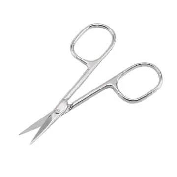 Lovinee Eyebrow Scissors and Eyebrow Brush, Shaping Curved Craft Stainless Steel Scissors for Eyebrow Eyelash Extensions