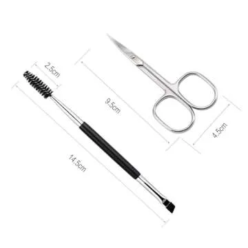 Lovinee Eyebrow Scissors and Eyebrow Brush, Shaping Curved Craft Stainless Steel Scissors for Eyebrow Eyelash Extensions