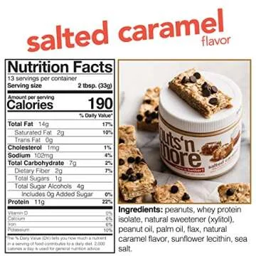 Nuts ‘N More Salted Caramel Peanut Butter Spread - High Protein, Low Carb, Low Sugar, Gluten Free, Non-GMO, All-Natural Nut Butter Snack (15oz Jar)