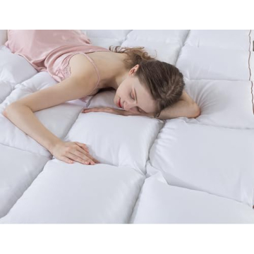 WhatsBedding 3 Inch Memory Foam Mattress Topper Queen Size Plus Thicked Down Alternative-Lined, 1700GSM Fluffy Shredded Memory Foam Filled Pillow Top, 4 Anchor Elastic Bands, Anti-Slip Bottom, 60x80in