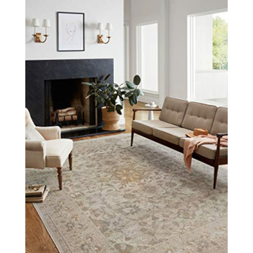 Loloi Chris Loves Julia Rosemarie 5' x 7'-10" Area Rug in Ivory/Natural - Classic No-Shed Area Rug, ...
