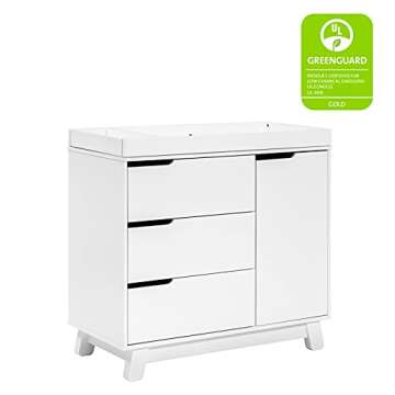 Babyletto Hudson 3-Drawer Changer Dresser with Removable Changing Tray in White, Greenguard Gold Cer...