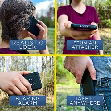 Streetwise High Voltage Cell Phone Stun Gun Flashlight with Loud Alarm - FRiPHONE 14,000,000 USB Rechargeable for Self Defense, Mini Pocket Stun Gun for Women, Personal Keychain Protection, Black