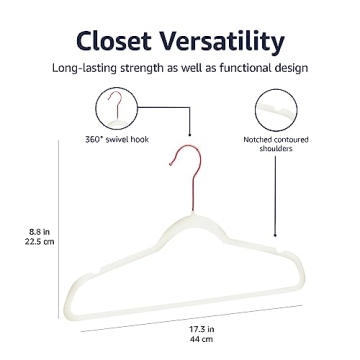 Amazon Basics Slim Velvet Non-Slip Suit Hangers Pack of 30