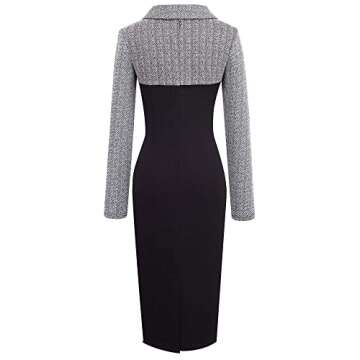 HOMEYEE Women's Retro Chic Colorblock Career Tunic Dress