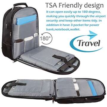 Jiefeike Travel Laptop Backpack,Extra Large Capacity TSA Friendly Anti Theft Backpacks with USB Charging Port,Water-Resistant Men Business College Computer Bookbag Fits 17 Inch Laptop&Notebook