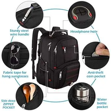 Jiefeike Travel Laptop Backpack,Extra Large Capacity TSA Friendly Anti Theft Backpacks with USB Charging Port,Water-Resistant Men Business College Computer Bookbag Fits 17 Inch Laptop&Notebook