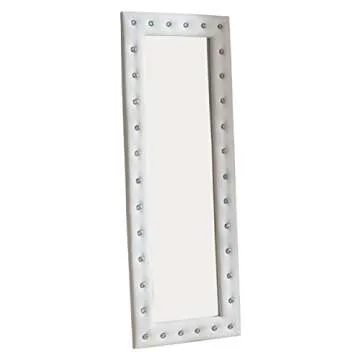 Kings Brand Furniture - Modern Upholstered Tufted Standing Floor Mirror, White