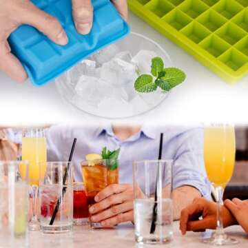Morfone Silicone Ice Cube Trays 3 Pack with Removable Lid Easy-Release Flexible Ice Molds 24 Cubes p...