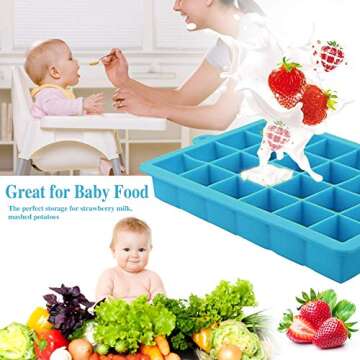 Morfone Silicone Ice Cube Trays 3 Pack with Removable Lid Easy-Release Flexible Ice Molds 24 Cubes per Tray for Cocktail, Whiskey, Baby Food, Chocolate, BPA Free