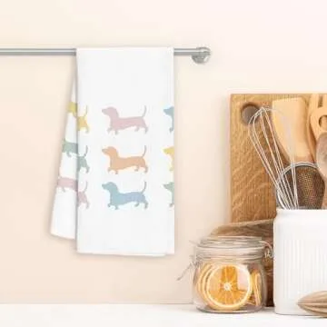 WFSM Wiener Dog Gifts Kitchen Towels - Dog Hand Towels, Wiener Dog Gifts Tea Towels, Dachshund Gifts, Dachshund Gifts for Women, Dachshund Decor, Dog Mom Gifts Kitchen Towels, 16×24 Inches