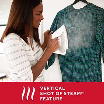 Sunbeam Classic Steam Iron, 1200 Watt, Mid-size Anti-Drip Nonstick Soleplate, Horizontal or Vertical Shot of Steam with 8' 360-Degree Swivel Cord and 3-Way Auto Shut-Off, White