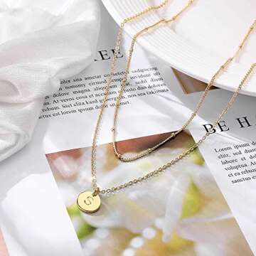 IEFWELL Gold Layered Necklaces for Women - Gold Initial Necklaces for Women Girl Gold Necklaces for Teen Girls Gifts for Girls Letter T Necklaces for Girls Layered Necklace Gold Jewelry for Teen Girls