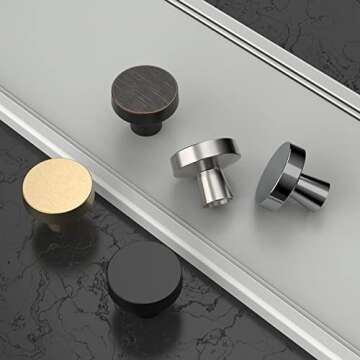 Asidrama 10 Pack 1-1/4 Inch Brushed Brass Kitchen Cabinet Knobs Gold Dresser Knobs Drawer Knobs Roun...