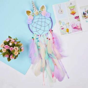 Unicorn Dream Catcher for Kids - Colorful Wall Decor
