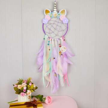 Unicorn Dream Catcher for Kids - Colorful Wall Decor
