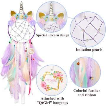 Unicorn Dream Catcher for Kids - Colorful Wall Decor