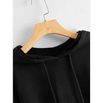 MakeMeChic Women's Cropped Hoodie Casual Workout Crop Sweatshirt Tops C Black XL