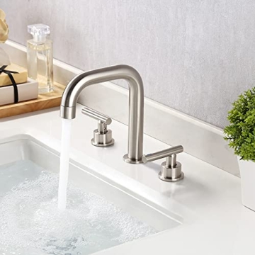KES 8-Inch Modern Brass Bathroom Faucet with Brushed Nickel Finish