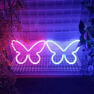 JYWJ Butterfly Neon Sign,USB or 3-AA Battery Powered Neon Light,LED Table Decoration,Bedroom Wall Decoration,Birthday Gift,Wedding Supplies Business Gift(Pink)