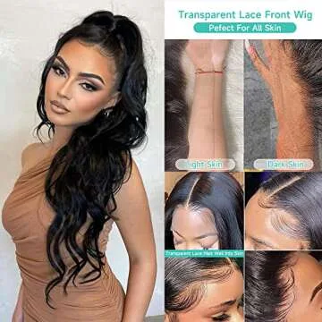 5x5 HD Lace Closure Wigs, 5x5 Body Wave Lace Front Wigs for Women, 150% Density 10A Brazilian Virgin 5x5 Transparent Glueless Wigs Human Hair Pre Plucked with Baby Hair 20 Inch