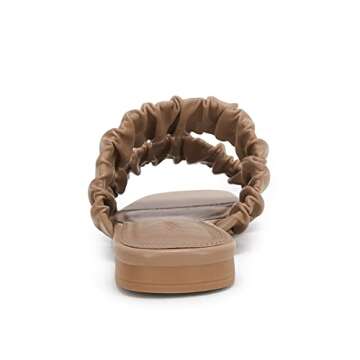 PiePieBuy Womens Square Open Toe flat Sandals Two Straps Low Heel Mule Slides