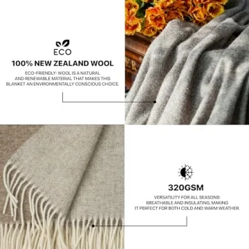 Luxurious Wool Throw Blanket | 100% New Zealand Wool | 55x79 inches