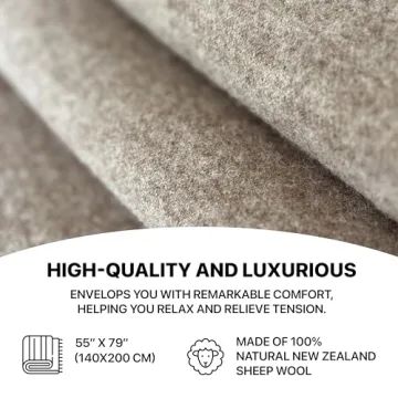 Luxurious Wool Throw Blanket | 100% New Zealand Wool | 55x79 inches
